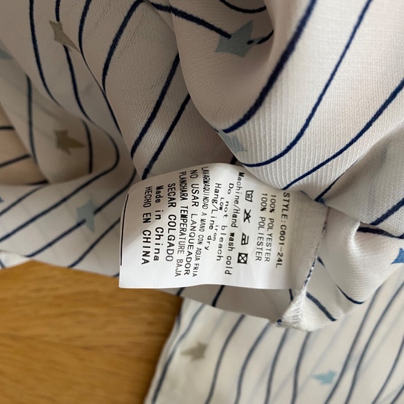 MWT Jade Ladder Front White Navy Stripe Print Convertible Sleeves Blouse Size S - Picture 5 of 9